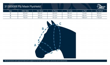 Flyshield vliegenmasker maattabel