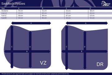 Saddlecloth sizes